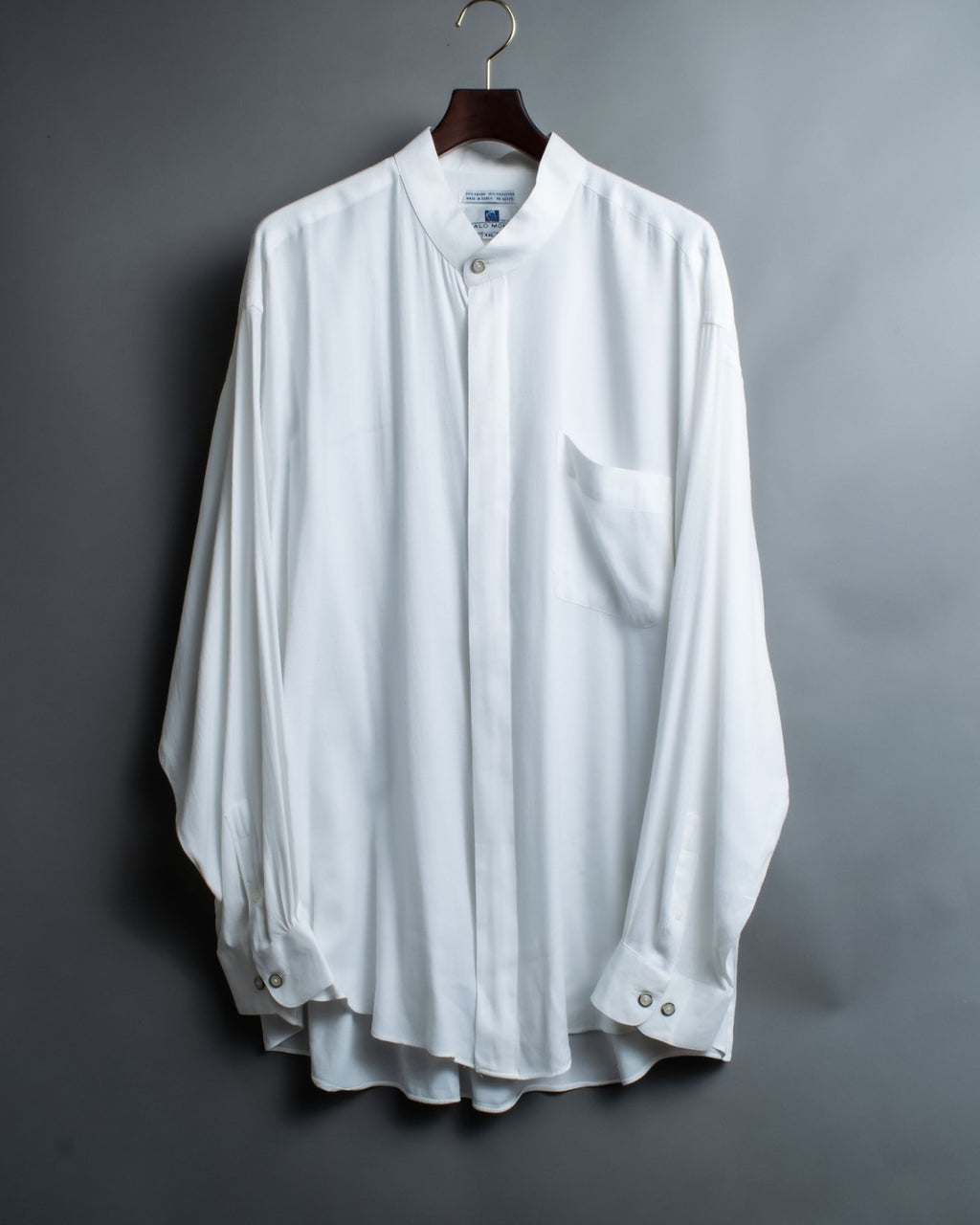 Oversized White Stand Collar Shirt