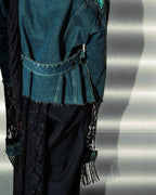 Velor and Sheer Switching Denim Jacket(with Inner Swheer Vest)