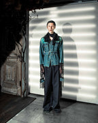 Velor and Sheer Switching Denim Jacket(with Inner Swheer Vest)