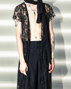 Velor and Sheer Switching Denim Jacket(with Inner Swheer Vest)