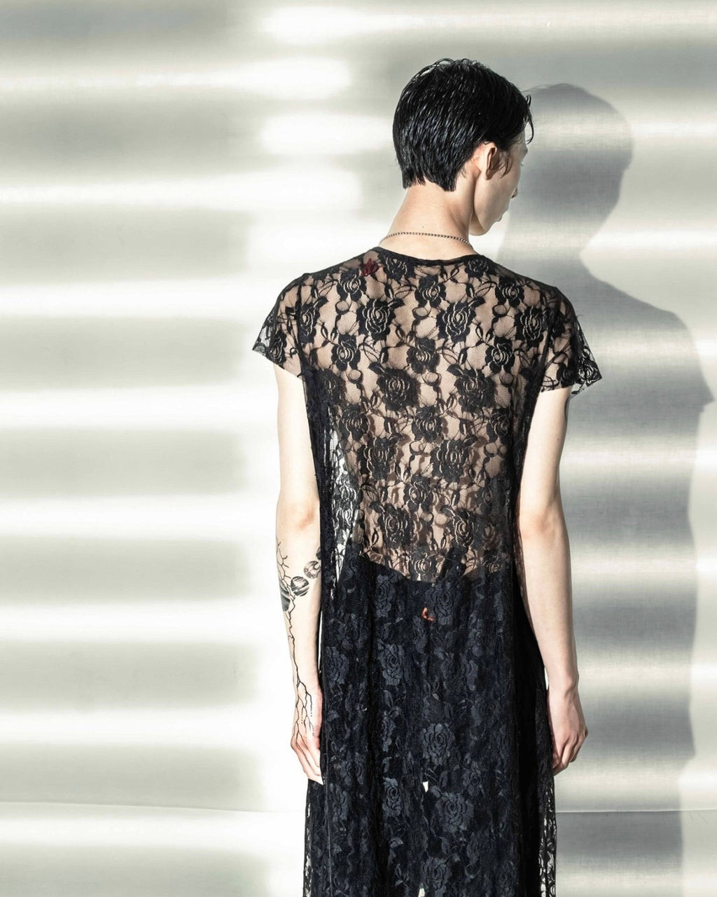 Velor and Sheer Switching Denim Jacket(with Inner Swheer Vest)