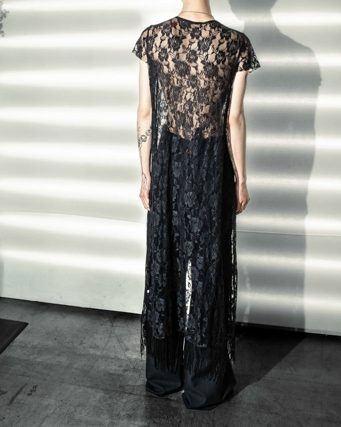 Velor and Sheer Switching Denim Jacket(with Inner Swheer Vest)