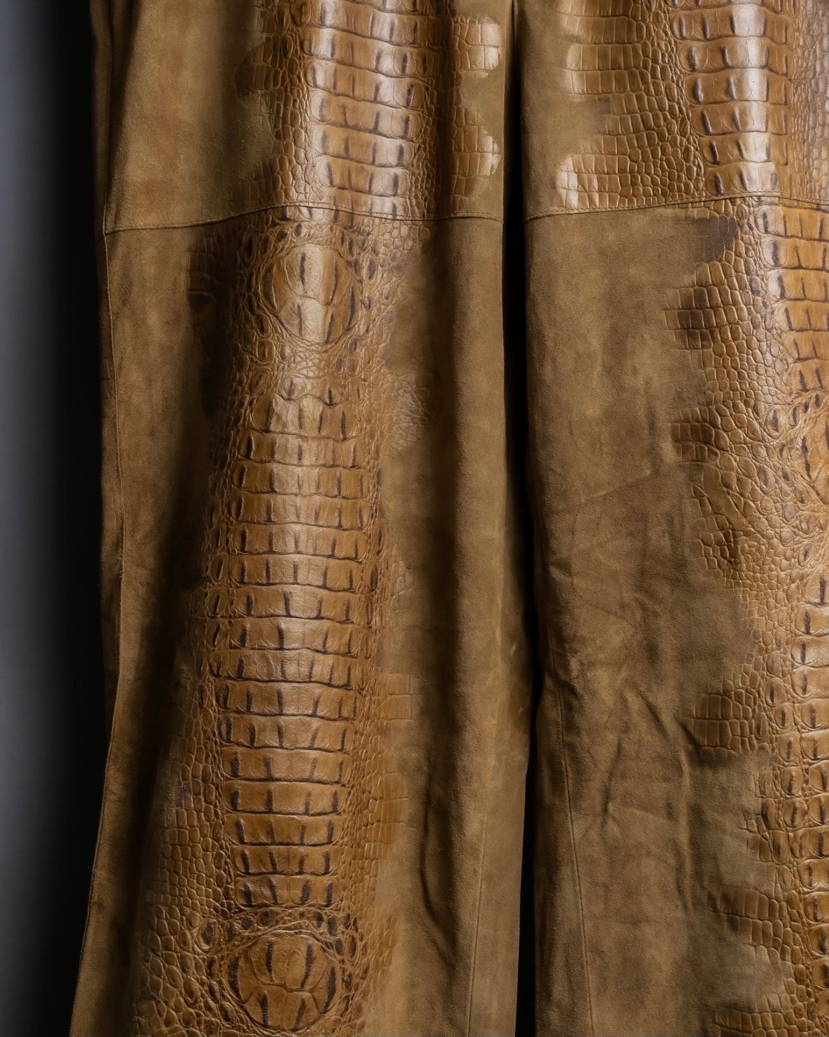 Real crocodile skin oversized pants