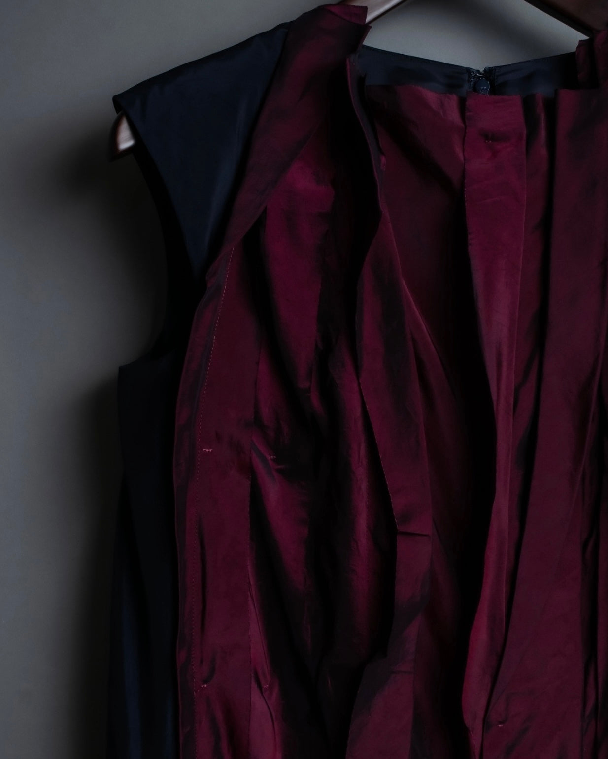 "LANVIN" black red pleated dress