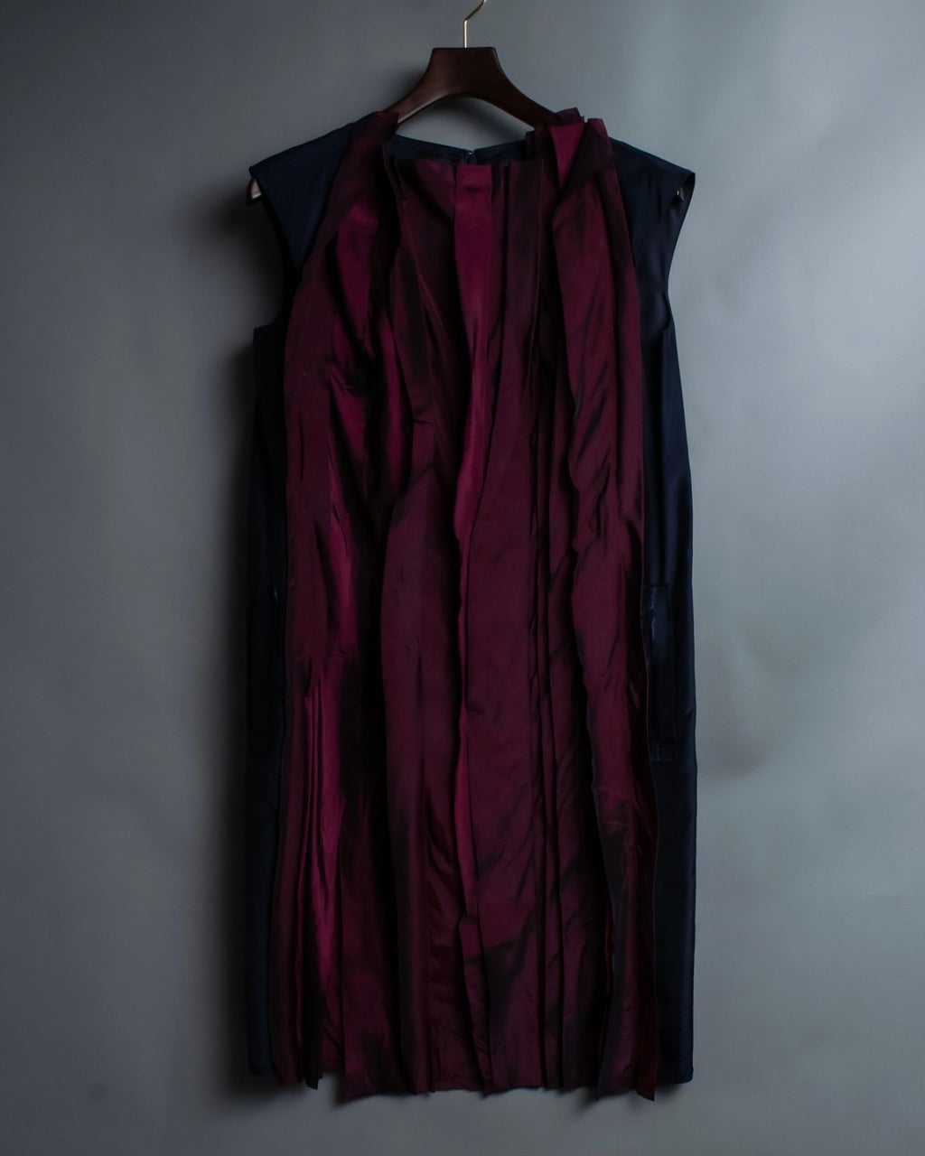 "LANVIN" black red pleated dress