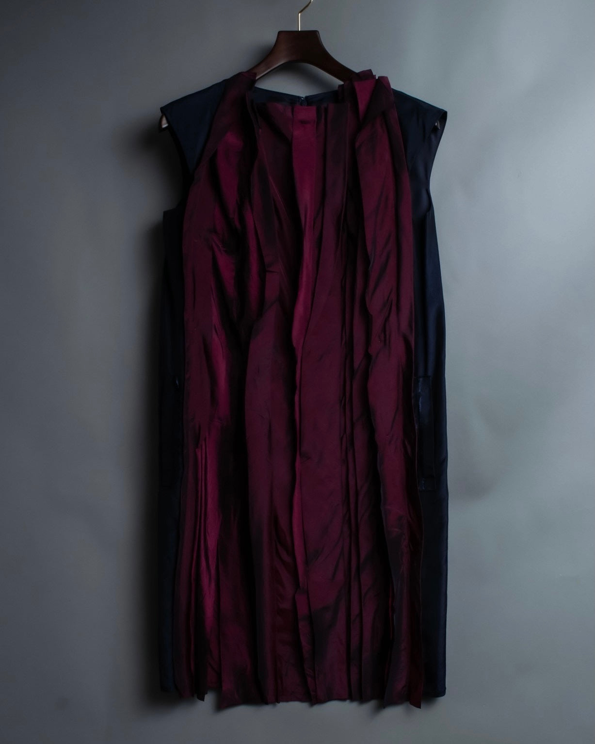 "LANVIN" black red pleated dress