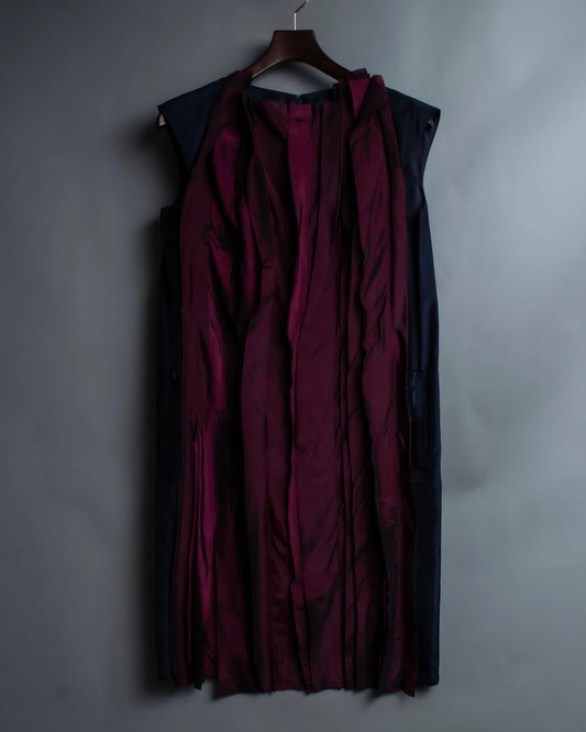 "LANVIN" black red pleated dress