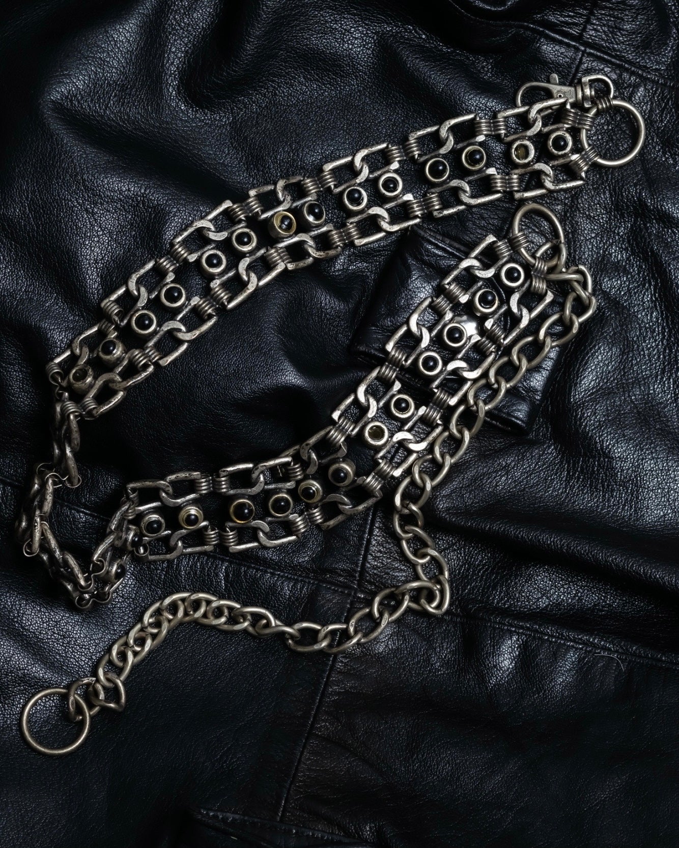 black stone long chain belt