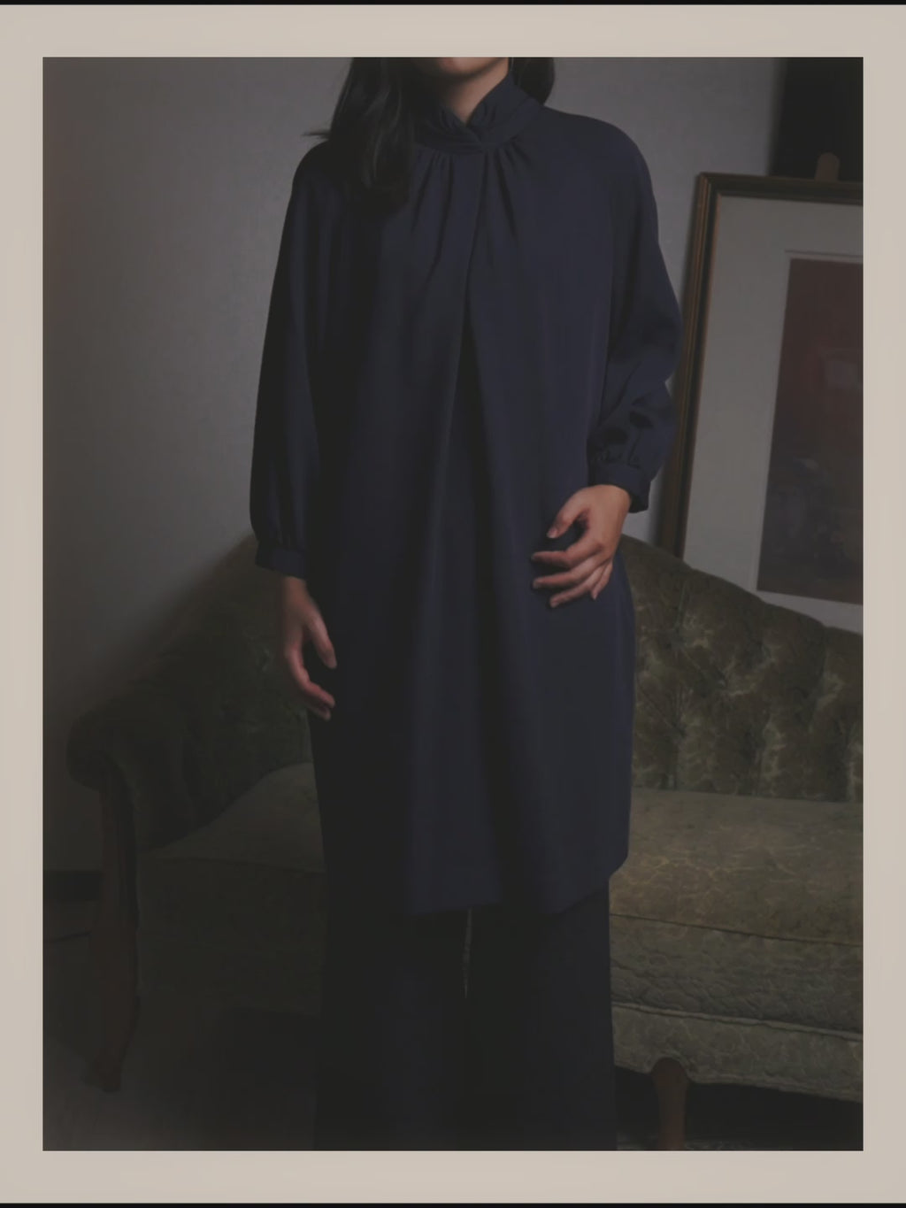 –SPECIAL– "Christian Dior" 80's-90's Sculptural high-neck long dress