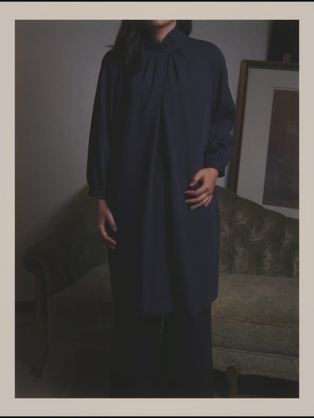 –SPECIAL– "Christian Dior" 80's-90's Sculptural high-neck long dress