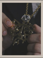 -SPECIAL- "Yves Saint Laurent" 90's-00's Sculptural coral motif crystal pendant necklace