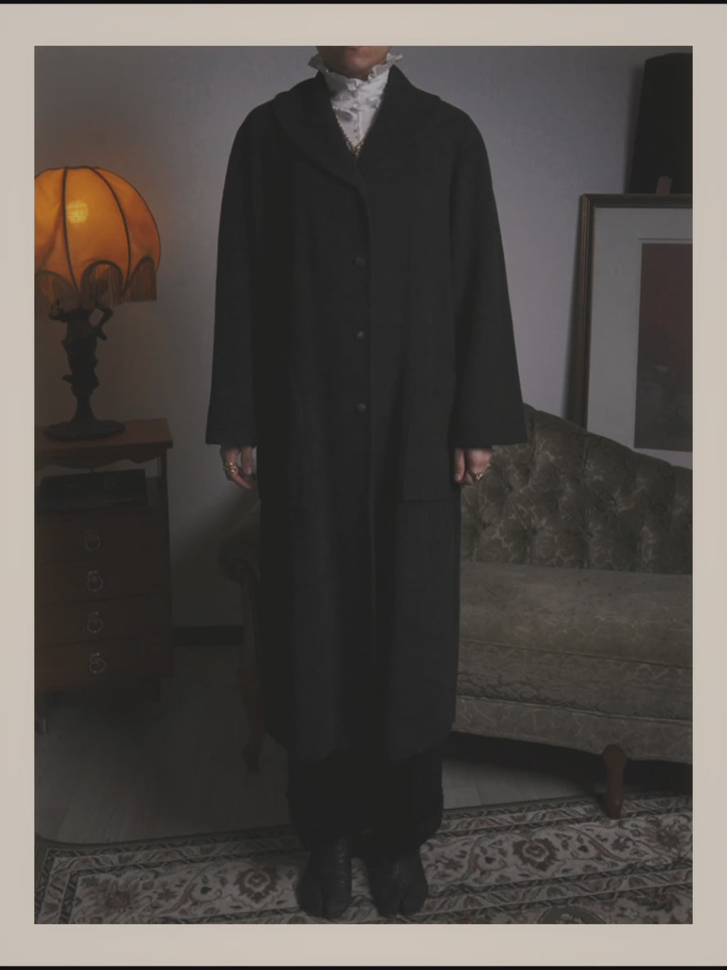 -SPECIAL- "Salvatore Ferragamo" 90's-00's Alpaca wool oversized shawl collar long coat
