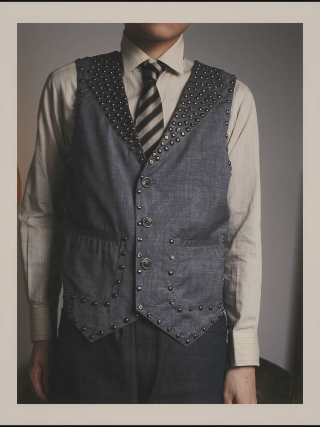 -SPECIAL- “Maison Martin Margiela” 07SS Studded wool leather tailored vest