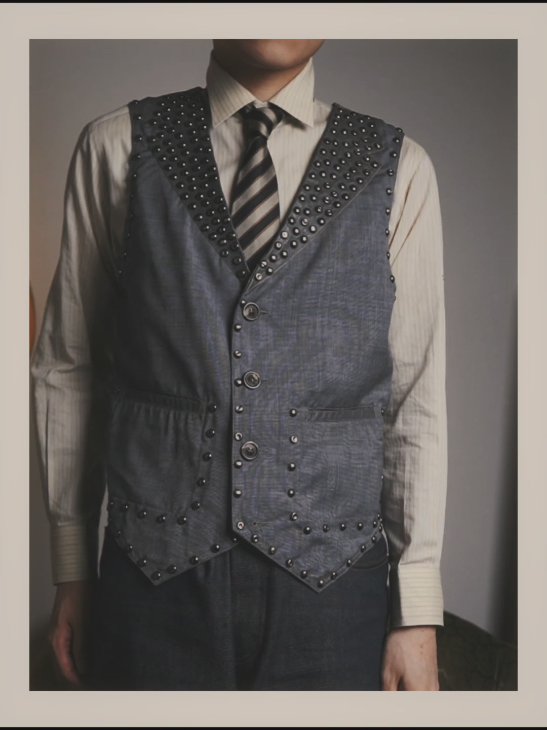 -SPECIAL- “Maison Martin Margiela” 07SS Studded wool leather tailored vest