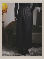 -SPECIAL- "Christian Dior" 00's Metallic silk blend fluid wide-leg trousers