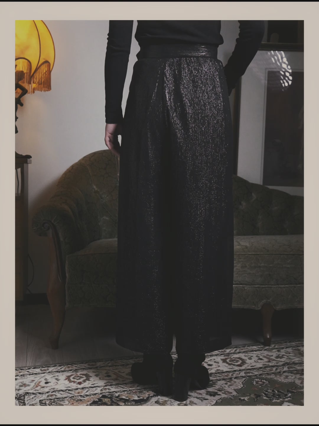 -SPECIAL- "Christian Dior" 00's Metallic silk blend fluid wide-leg trousers