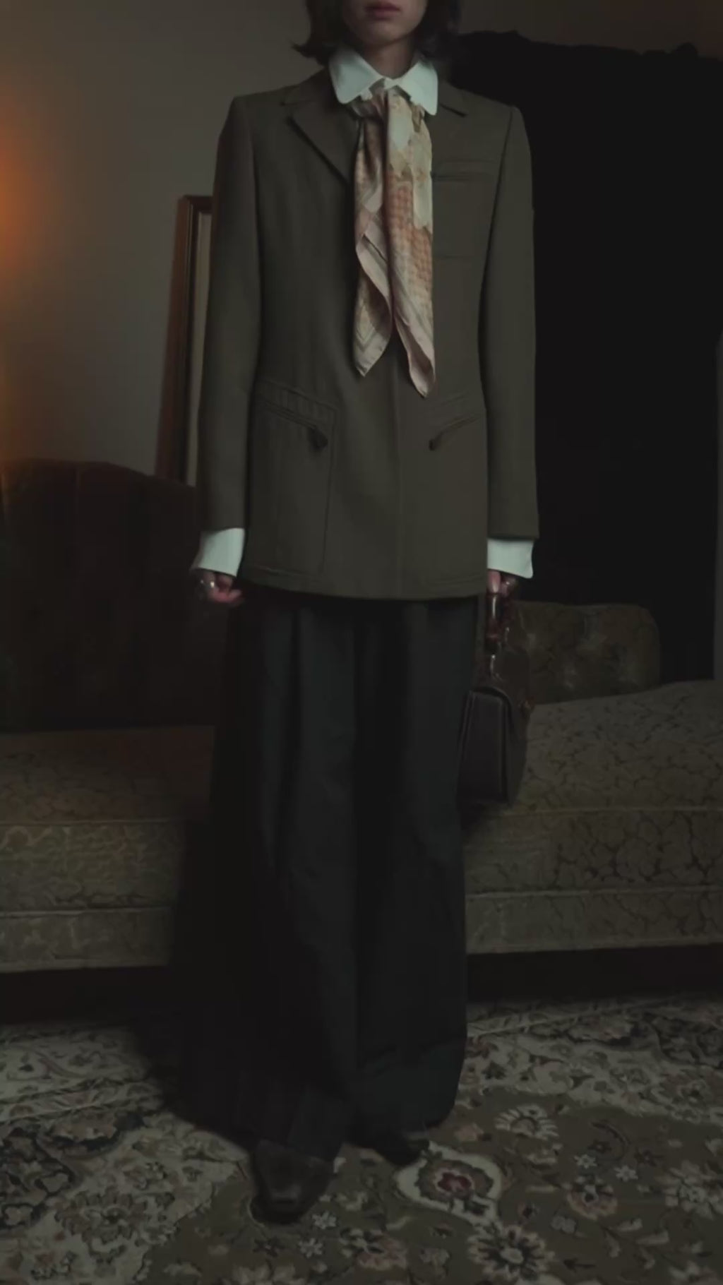 -SPECIAL- "HERMES" 90's Military-inspired zip design tailored jacket