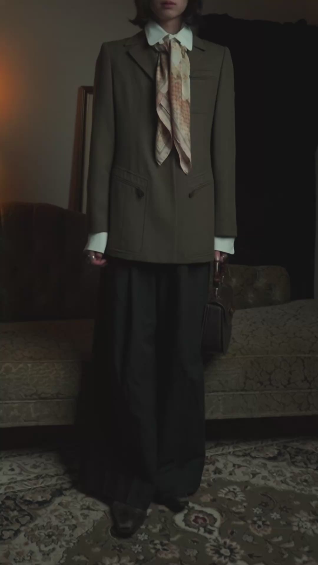 -SPECIAL- "HERMES" 90's Military-inspired zip design tailored jacket