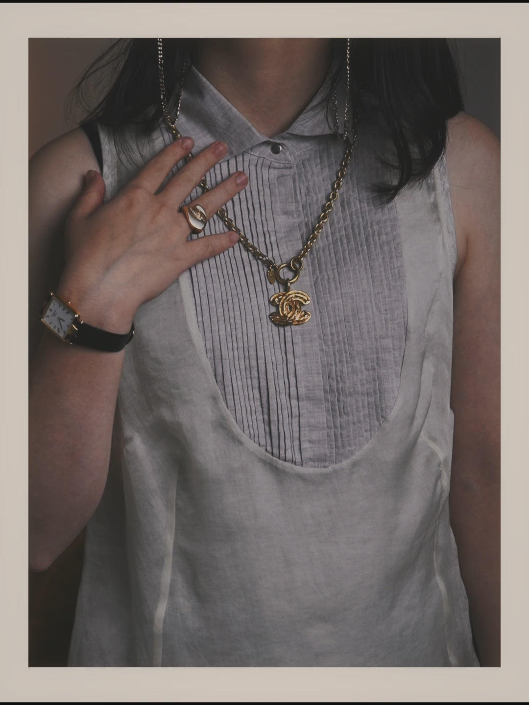 -SPECIAL- “CHANEL” 80’s-90’s Quilted cc pendant chain necklace