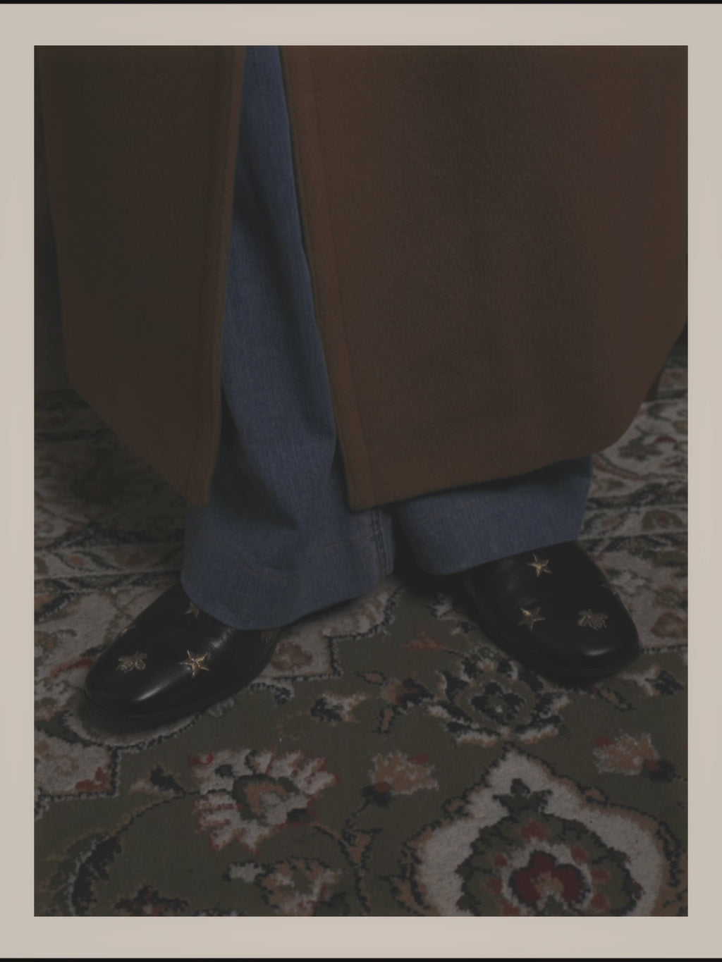 -SPECIAL- “GUCCI” 2017-2018 Bee and star embroidered leather loafers