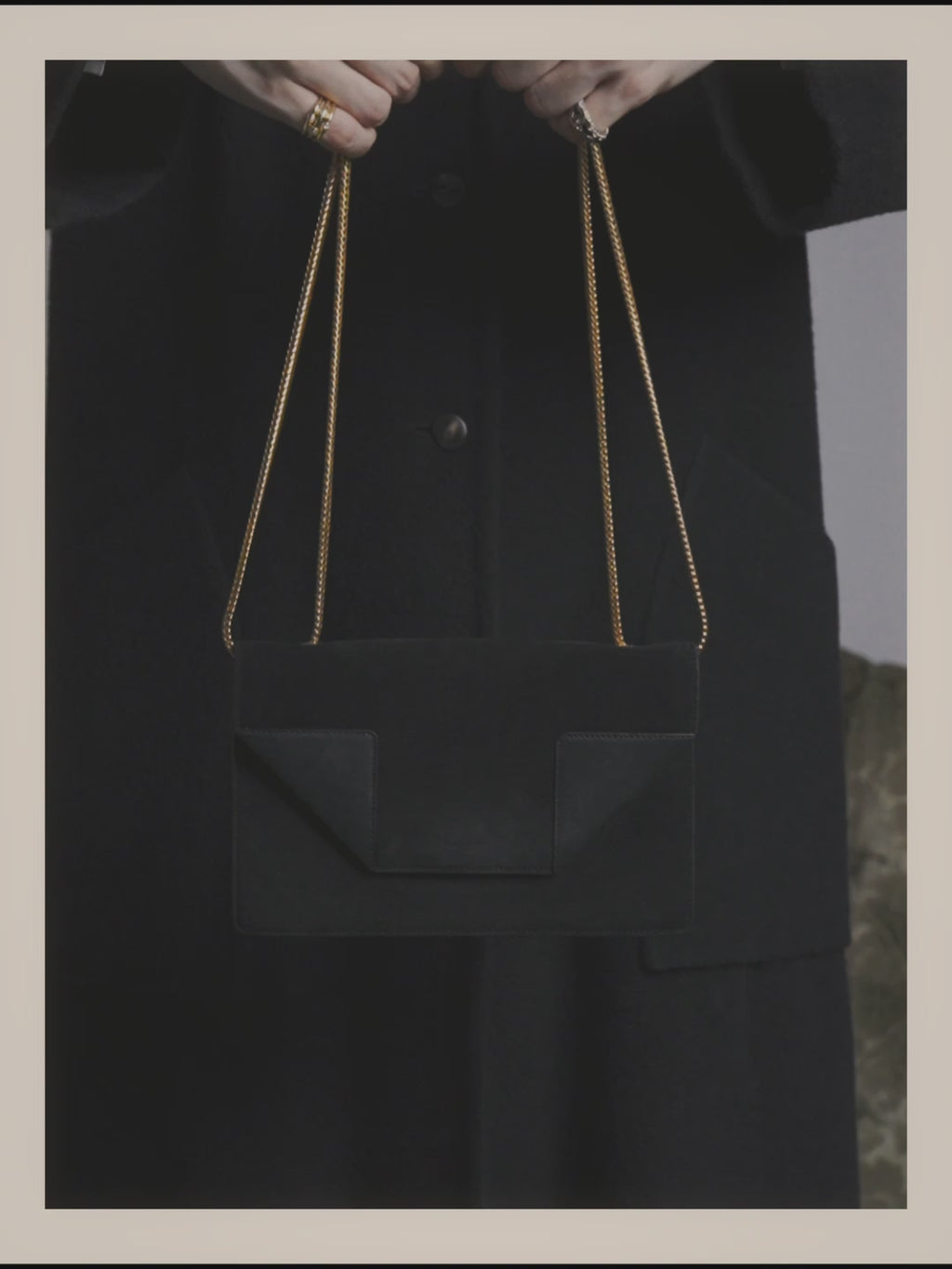 -SPECIAL- "Saint Laurent" 2013-2017 Betty suede and leather geometric flap chain shoulder bag