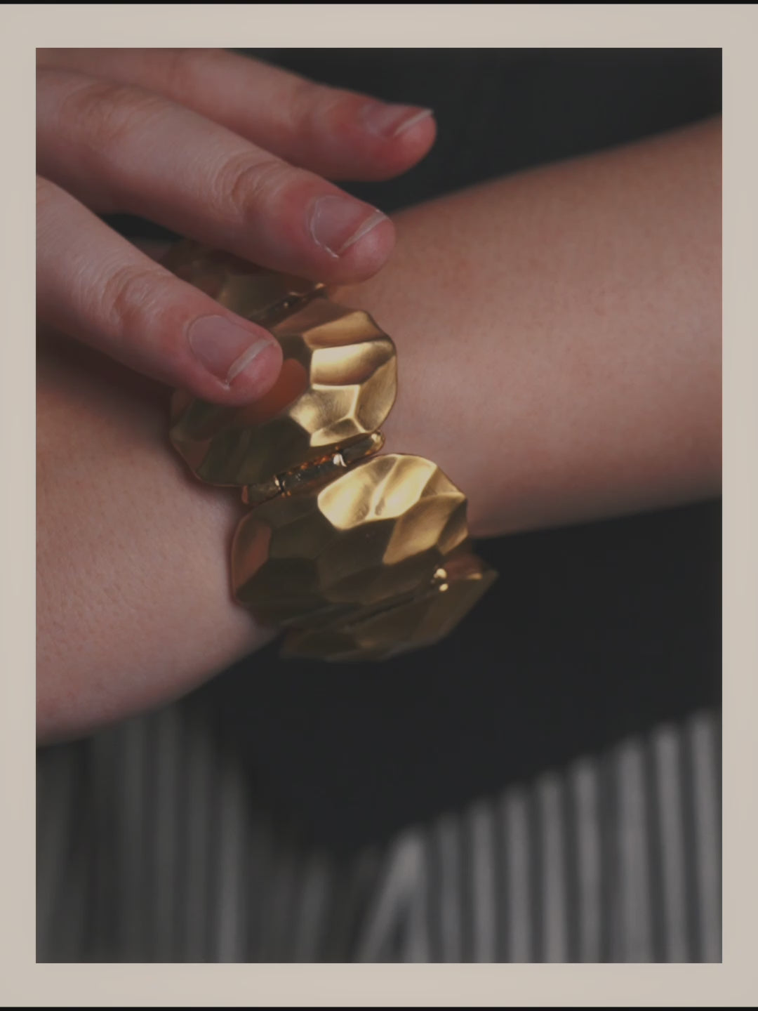 –SPECIAL– "Yves Saint Laurent" Sculptural gold tone statement bracelet