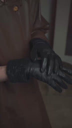 Guantes combinados de cuero Astrakhan de los años 90 "HERMÉS" - ESPECIAL -