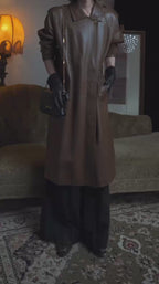 Abrigo de cuero con estampado de stencil de detalles militares de los años 80 de "LOEWE" - ESPECIAL -