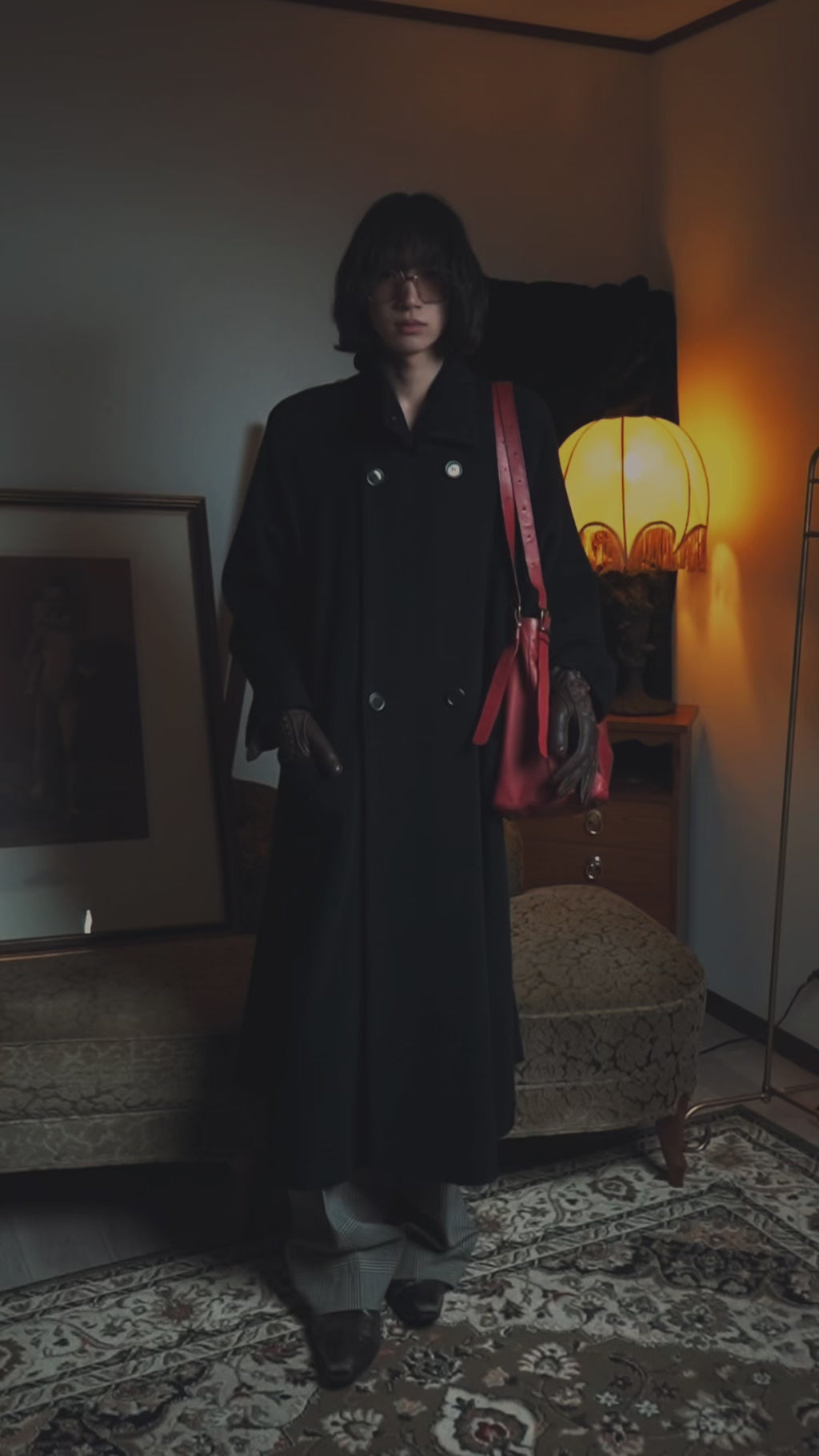 -SPECIAL- "YVES SAINT LAURENT"
80's-90's Raglan sleeves 100% angora stand collar coat