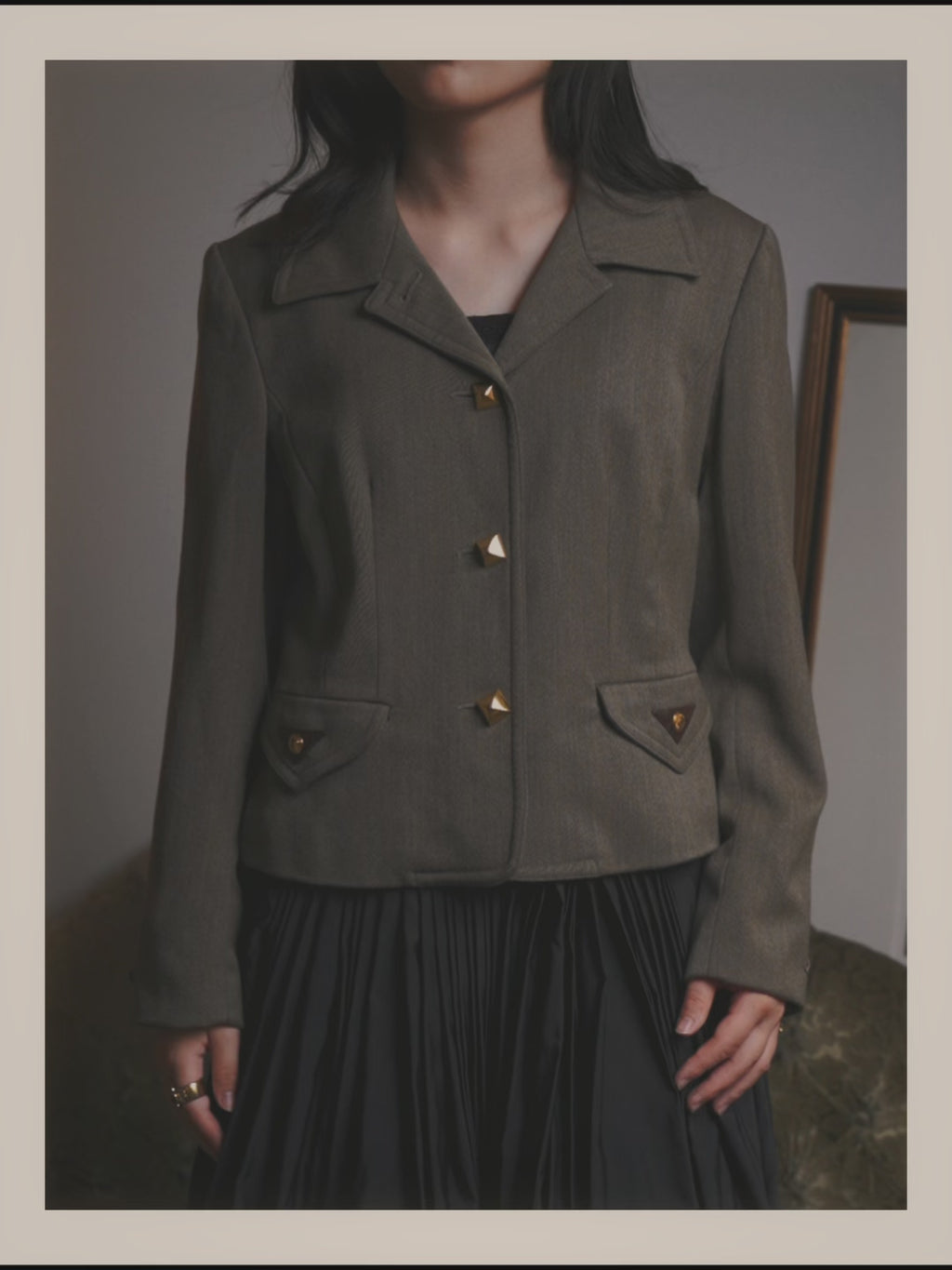 –SPECIAL– "Hermès" 70's-80's Equestrian wool tailored jacket