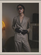 -SPECIAL- "HERMÈS" 90's-00's Wool silk tailored asymmetrical setup suit