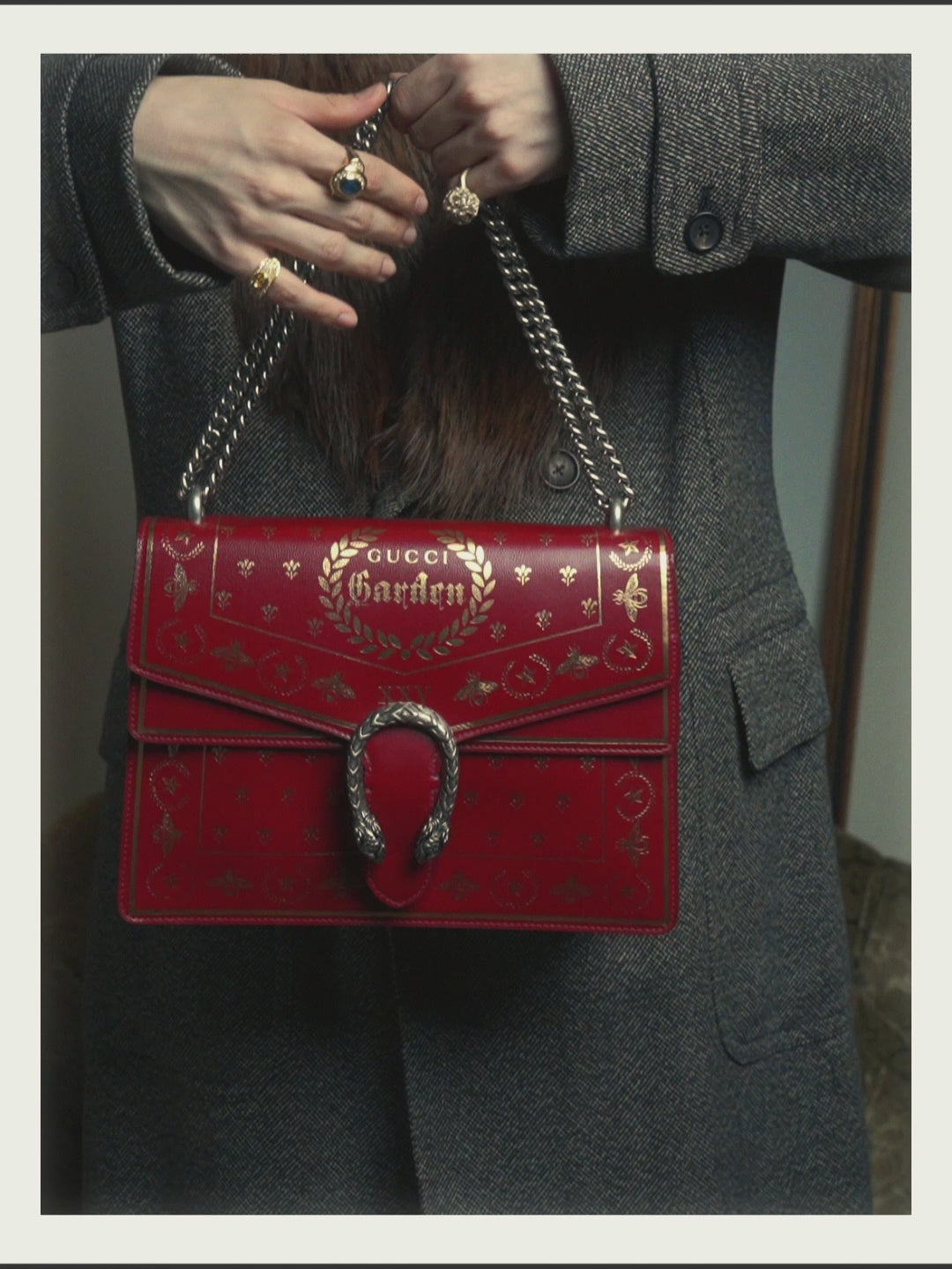 -SPECIAL- "GUCCI" 2010's-20's Collectible gucci garden embellished leather dionysus chain shoulder bag