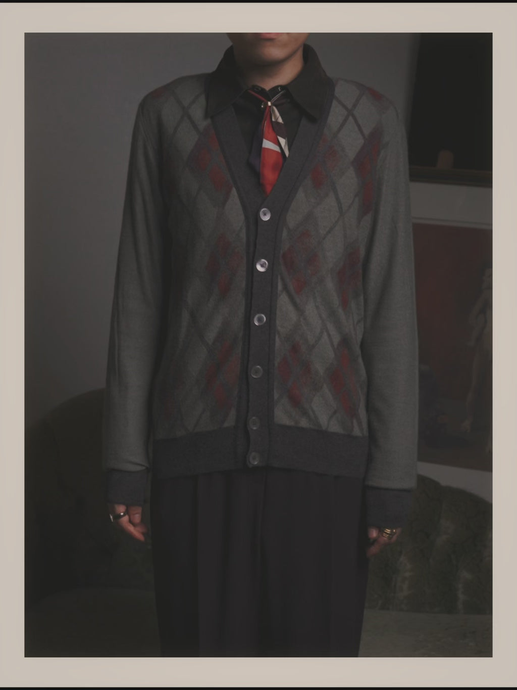 –SPECIAL– "Hermès" 90's-00's Plaid cashmere cardigan