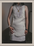 -SPECIAL- “Brunello Cucinelli” 00’s-10’s Sheer layered sleeveless tunic dress