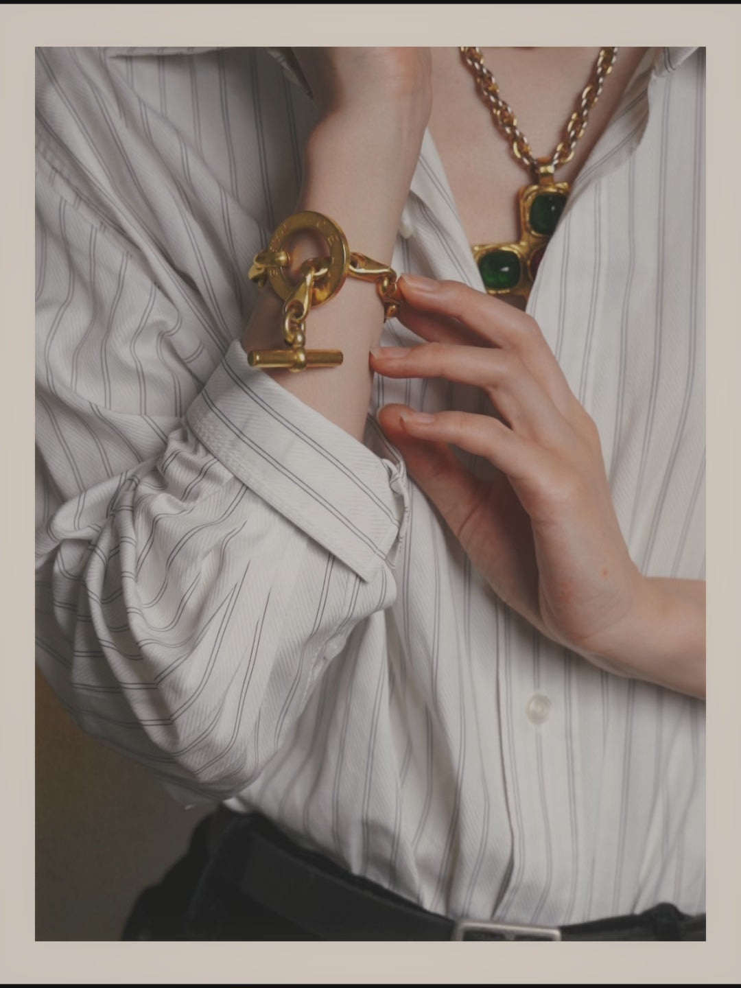 –SPECIAL– "CELINE" 90's Sculptural toggle chain bracelet