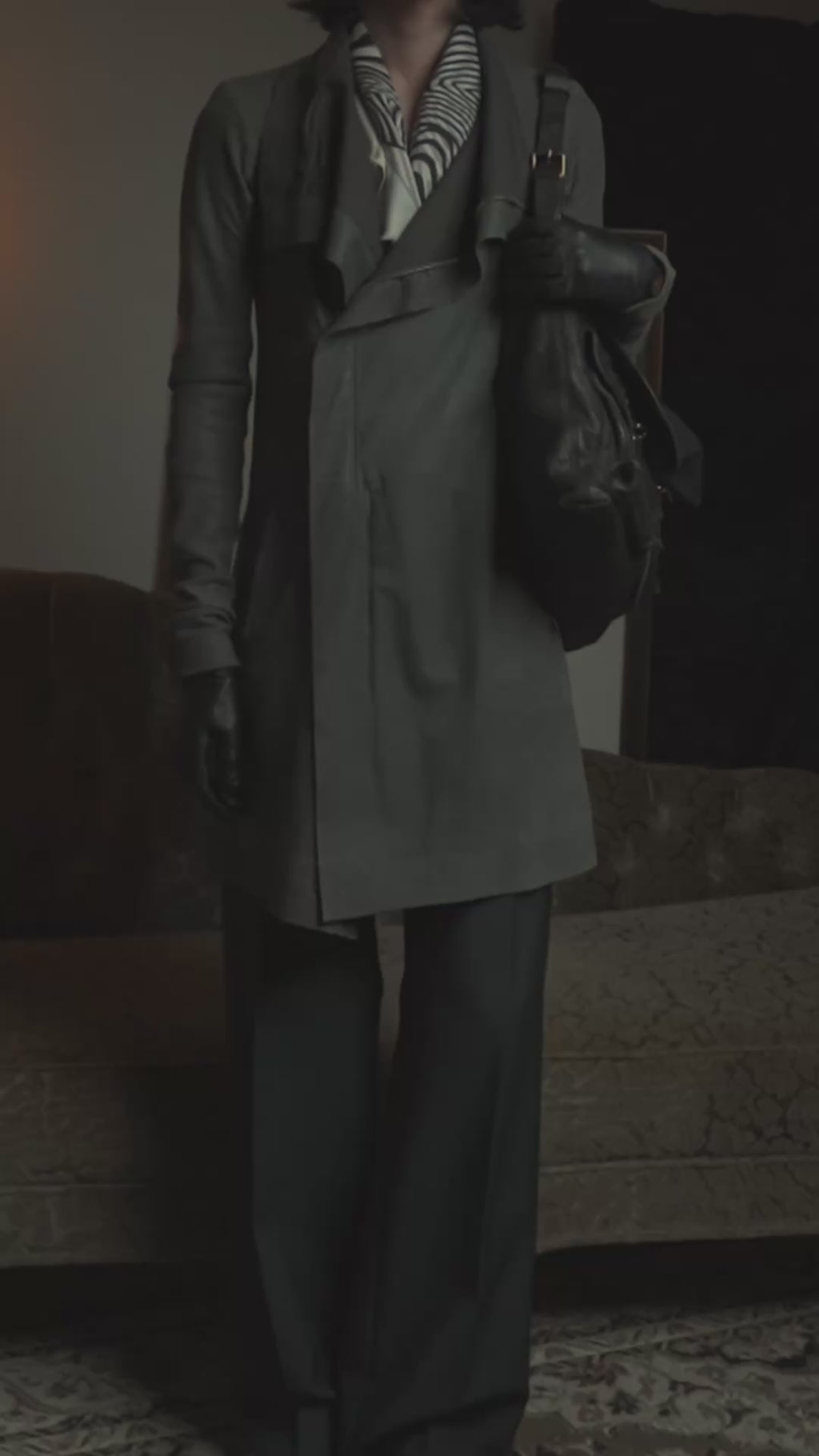 -SPECIAL- "Rick Owens" 13AW Ribbed leather zip-up jacket