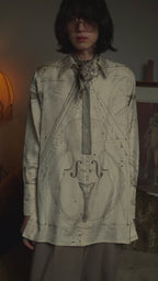 -SPECIAL- "HERMES" 00's Jean-Paul Gaultier Era Silk Twill Shirt "La Musique des Sphères