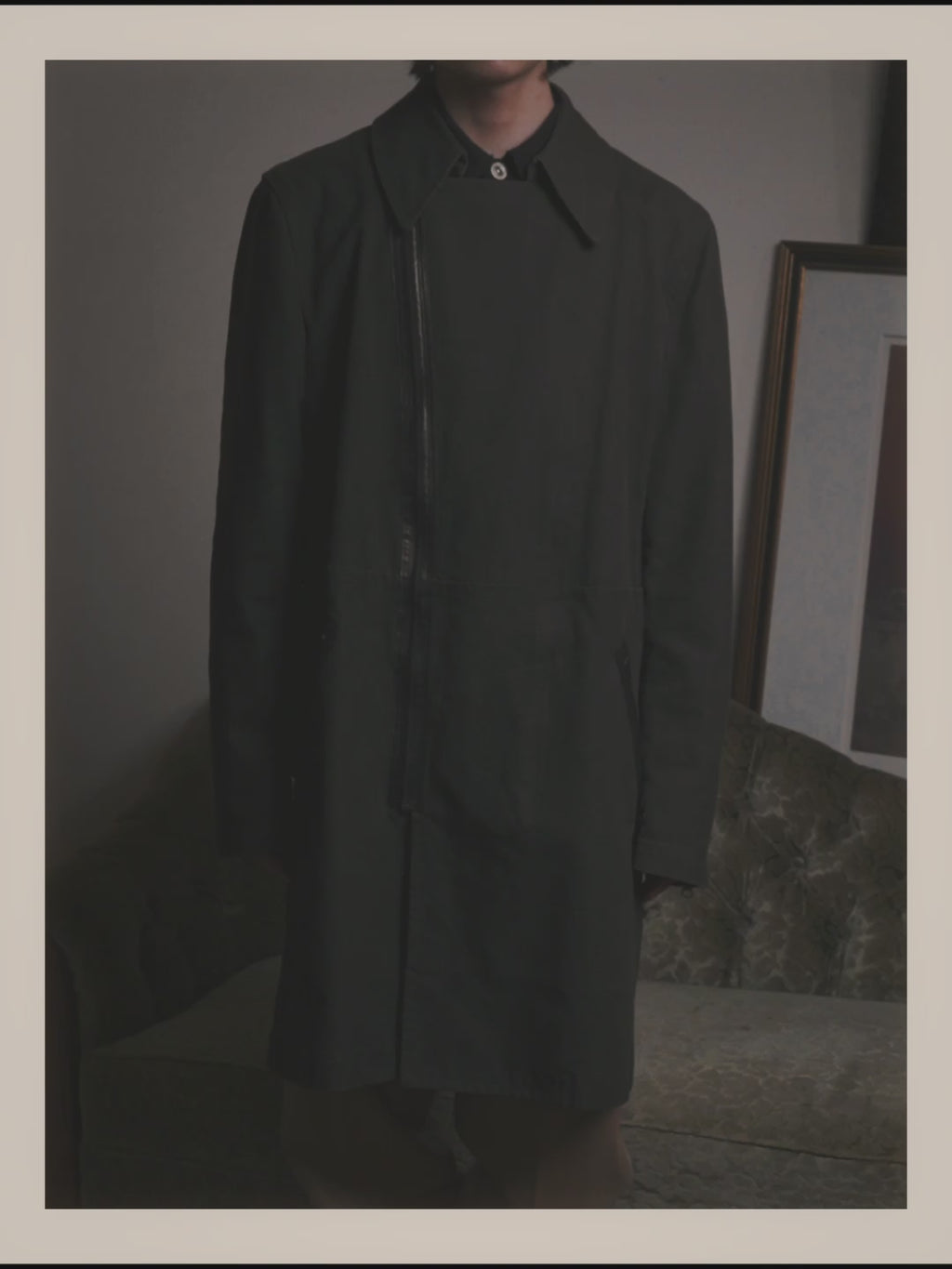 -SPECIAL- "COMME des GARÇONS HOMME" 03AW Asymmetric zip long coat