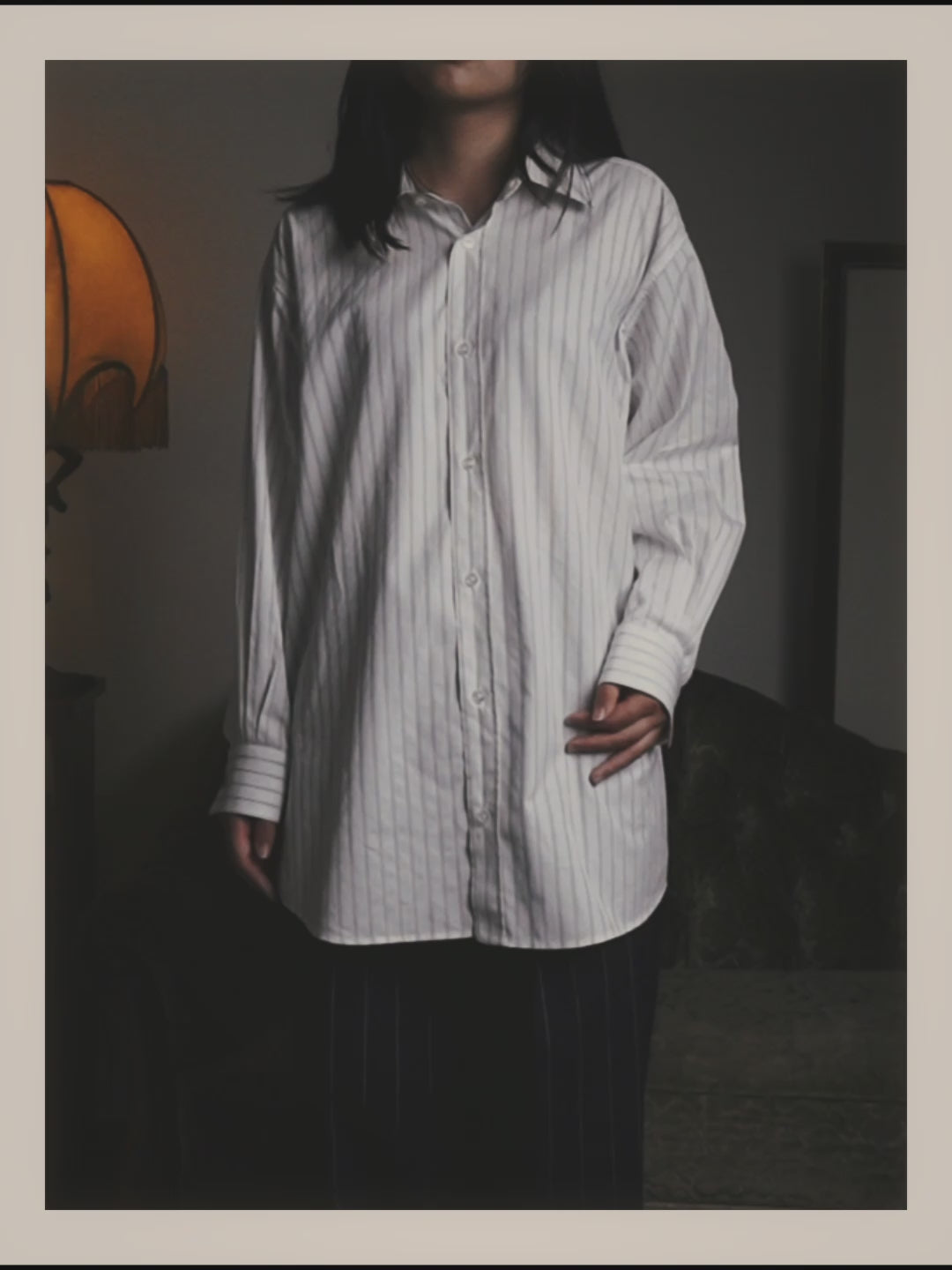 -SPECIAL- “HERMES” 80’s tonal jacquard pinstripe French cuff shirt