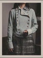 -SPECIAL- "Ralph Lauren" 00's Hickory stripe cotton double-breasted marine jacket