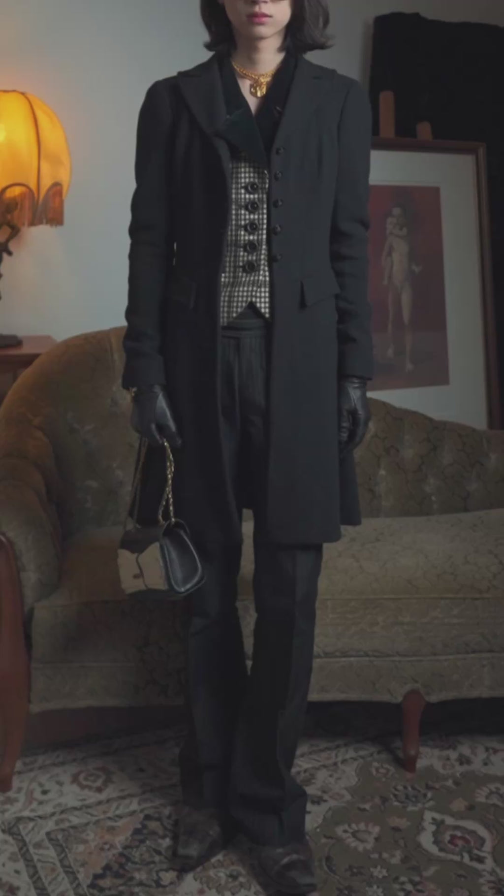 –SPECIAL– "CHANEL" 04SS sculpted princess-line wool crepe coat