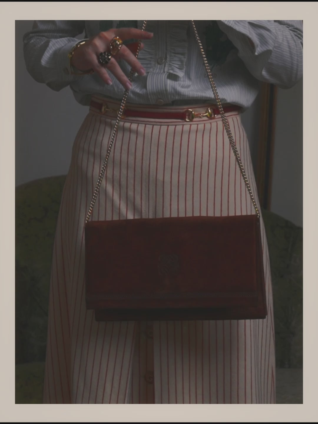 -SPECIAL- “LOEWE” 80’s-90’s embossed anagram suede shoulder bag