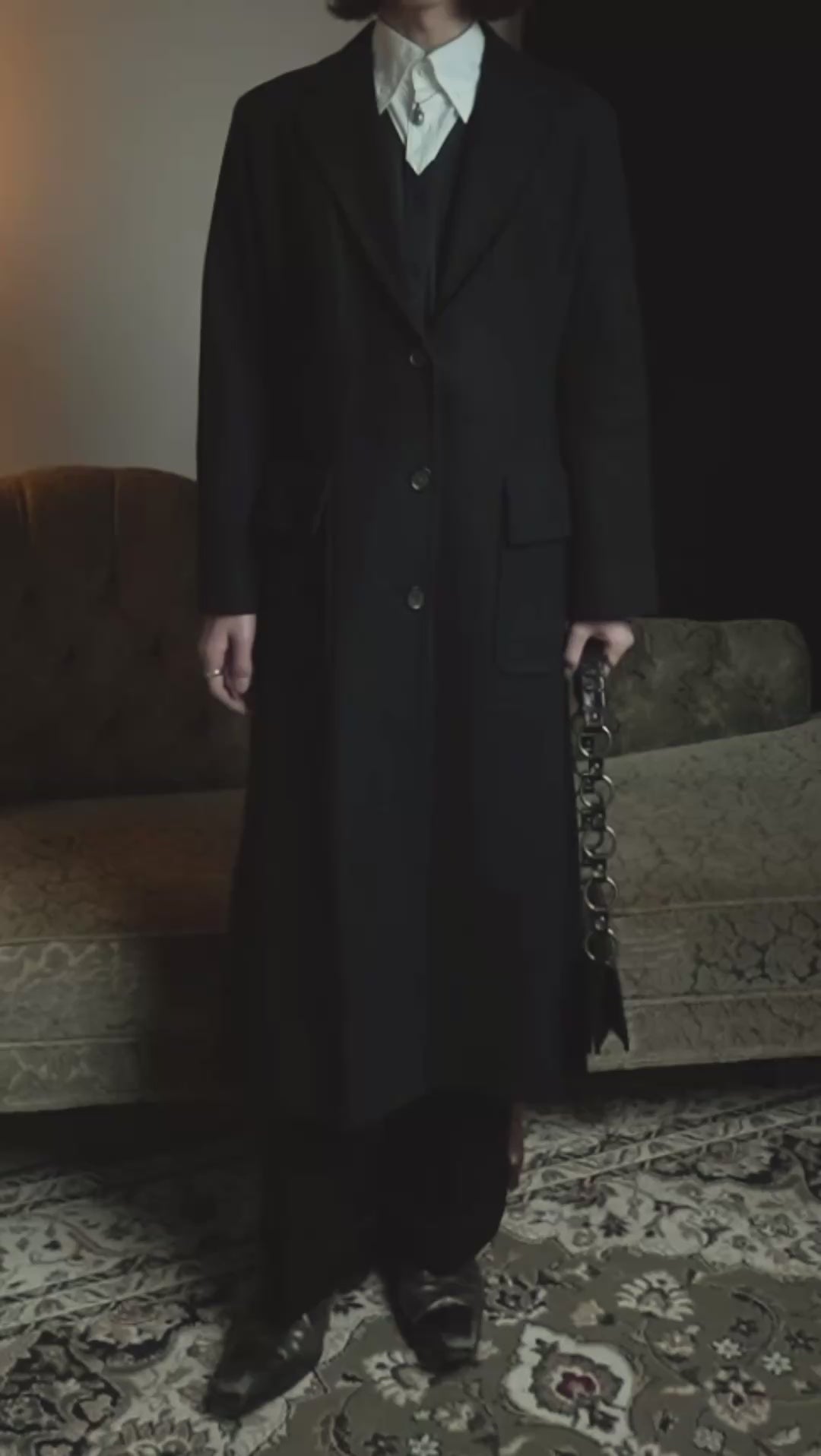 希少 CELINE マイケルコース期 上質 カシミヤ シルク チェスターコート CELINE (セリーヌ) - ロングチェスターコート - ブラック - Michael