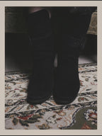 -SPECIAL- "Hermès" 90's-00's Margiela era fold-over black suede belt boots