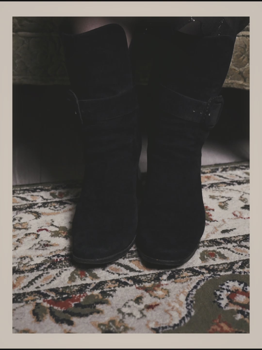 -SPECIAL- "Hermès" 90's-00's Margiela era fold-over black suede belt boots