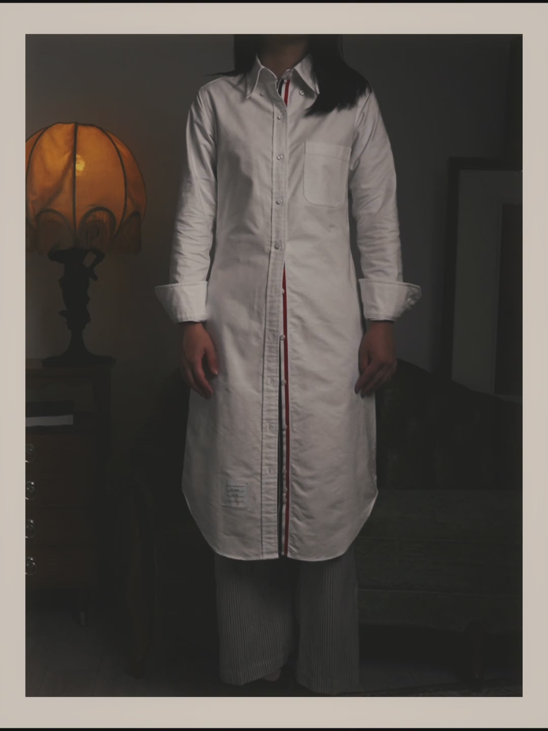 -SPECIAL- “THOM BROWNE” 2010’s tricolor grosgrain oxford shirt dress