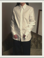 -SPECIAL- "Dior" 10's-20's Sculptural cord embellished concealed placket long sleeve dress shirt