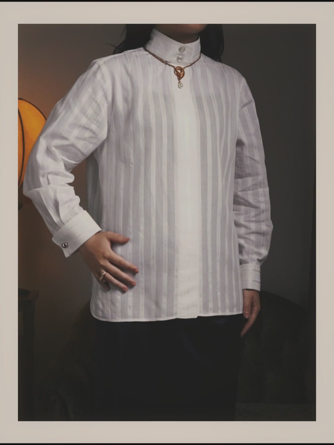 -SPECIAL- “CHANEL” 08 Cruise Collection Sheer cotton stand collar shirt