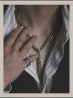 -SPECIAL- "Christian Dior" 80's-90's Multi-strand chain tassel gold necklace