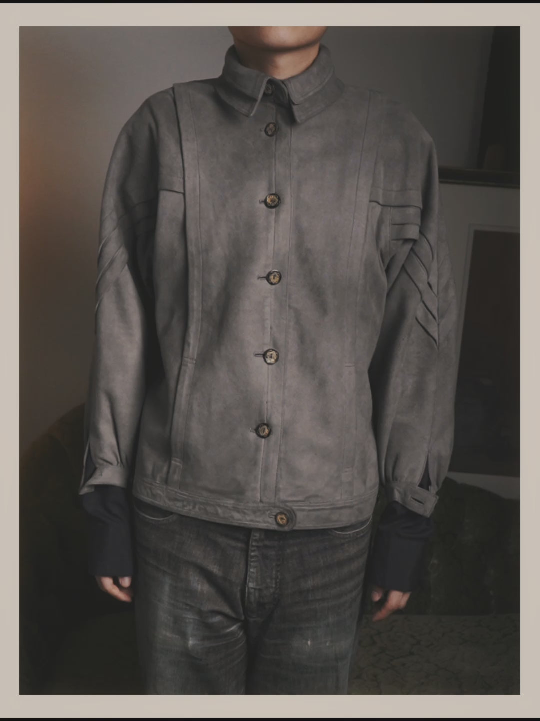 -SPECIAL- “LOEWE” 80’s-early 90’s Taupe suede leather blouson jacket